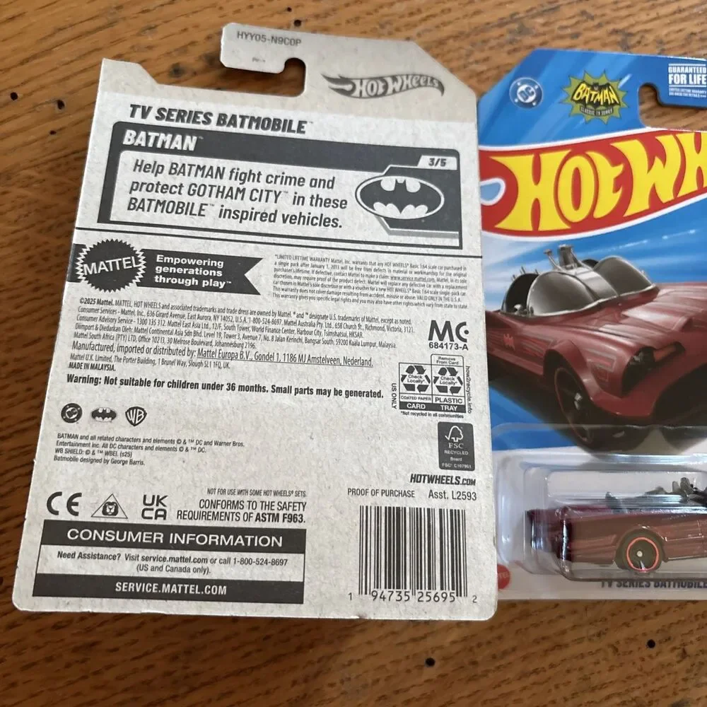 2025 Hot Wheels HW Batman Classic TV Series Batmobile 103/250 Dark Red Lot of 2